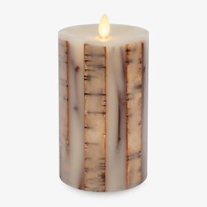 Luminara Flameless Battery Operated Indoor LED Round Candle, 3.5" x 6.5", Birch